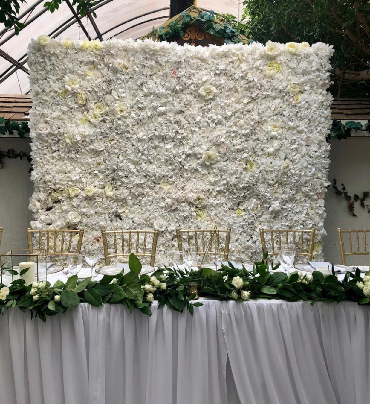 White Champagne Flower Wall