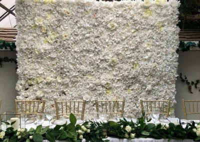 White Champagne Flower Walls Rental